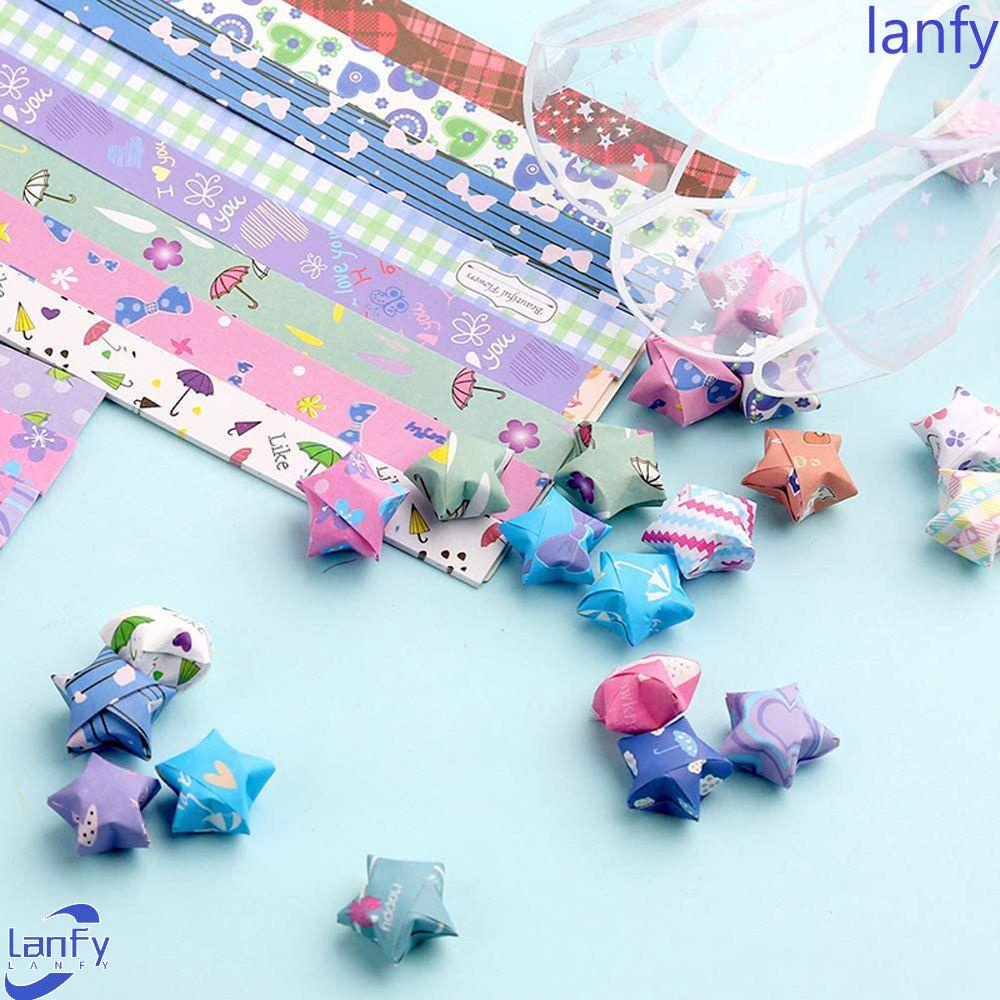 Lanfy Kertas Origami Rumah Tangga 136 Pcs Tangan Bintang Keberuntungan Dekorasi Pesta Craft Paper Luar Angkasa Seni Kerajinan Origami Seni Crafting Star Origami