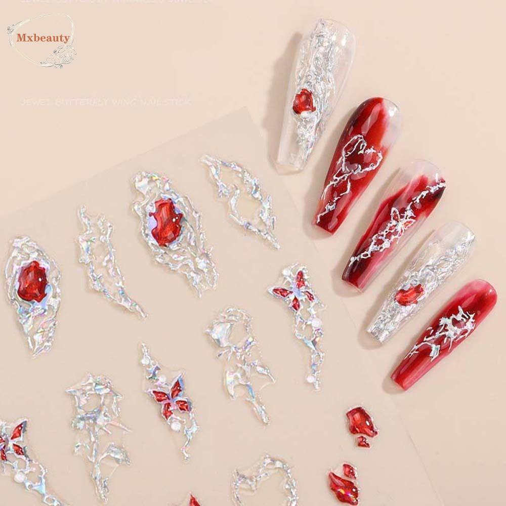 Mxbeauty Stiker Kuku Jantung Fashion Cinta Manis Hati Manikur Aksesoris Perekat Diri Stiker Perekat Lembut