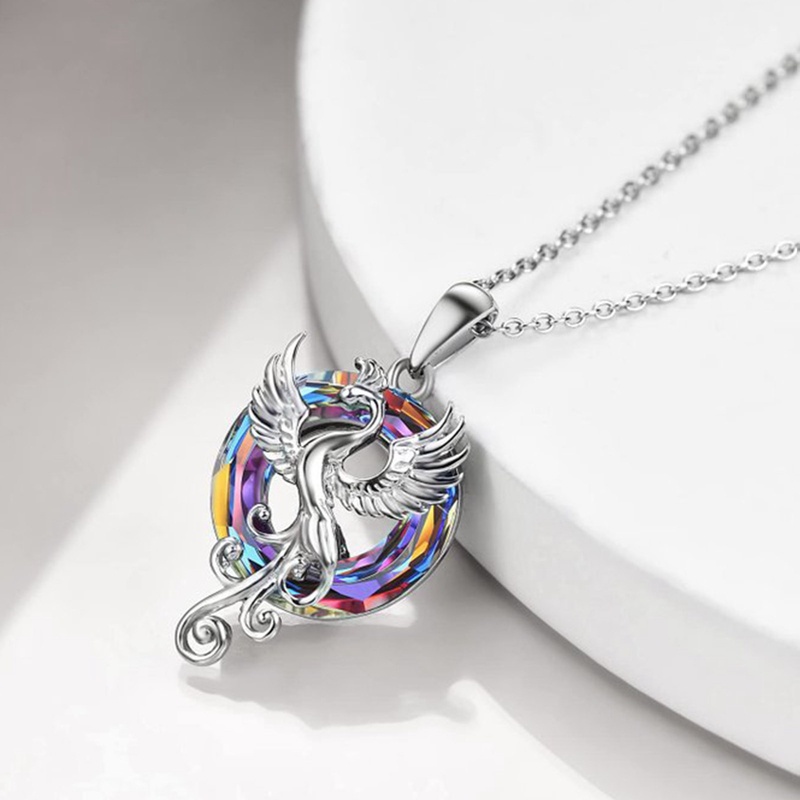 Dainty Phoenix Bird Kalung Untuk Wanita Kristal Halus Mitologi Phoenix Liontin Kalung Perhiasan Pertunangan