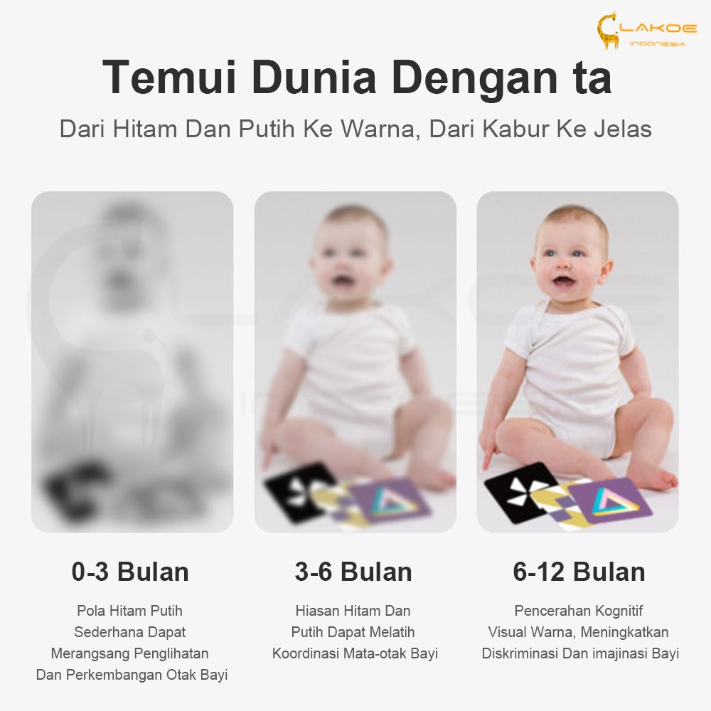 Lakoe Visual Cards/Flashcard Bayi Balita/kartu mainan pembelajaran awal/Kartu Stimulus Visual/Visi Pendidikan Dini Kartu