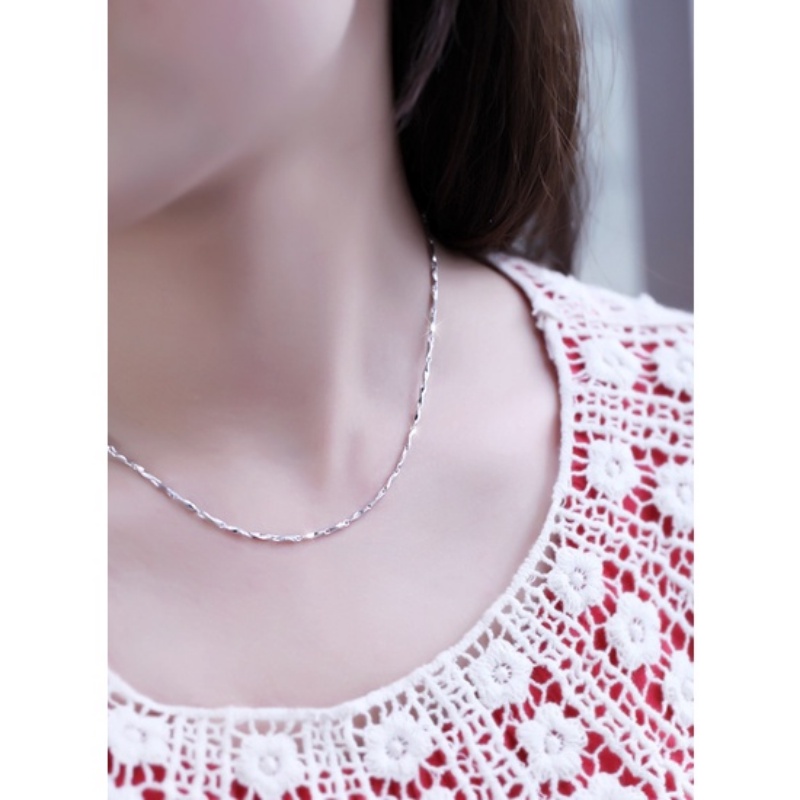 Goldkingdom Aksesoris Perhiasan Fashion Ready Stock Korea Perhiasan Perak Pendek Rantai Tulang Selangka Retro Rantai Ingot