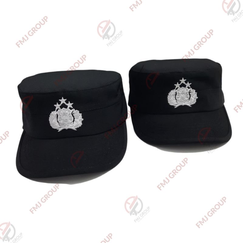 Topi Komando Bintara Hitam Twis Halus / Topi Bintara