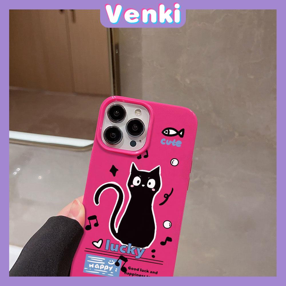 VENKI - For iPhone 11 iPhone Case Red Glossy TPU Soft Case Shockproof Protection Camera Cute Black Cat Compatible with iPhone 14 13 Pro max 12 Pro Max xr xs max 7Plus 8Plus