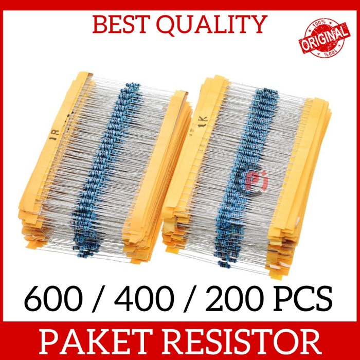 Paket Resistor 1/4 / 1/2 Watt 600 / 400 / 200 Pcs Banyak Nilai Ohm