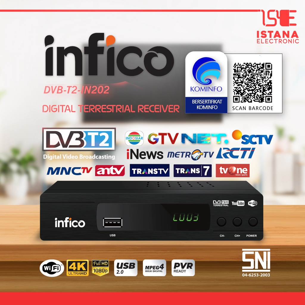 TERDAFTAR DI KOMINFO SETOP BOX + Wifi dongle Murah Merk INFICO ORIGINAL SERTIFIKAT KOMINFO, BER SNI 