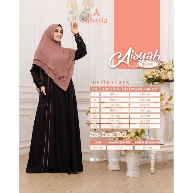 Gamis dewasa set khimar Aisyah reborn by Assyifasyari official