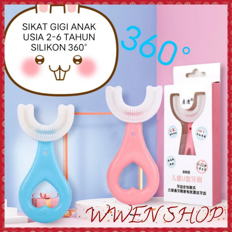 Sikat Gigi Anak Silikon 360 ° Bahan Silikon Sikat Gigi Anak Bentuk U Bahan Silikon / Training Toothbrush / Tooth Brush Baby Silicon type U 360° Sikat Gigi Anak Sikat