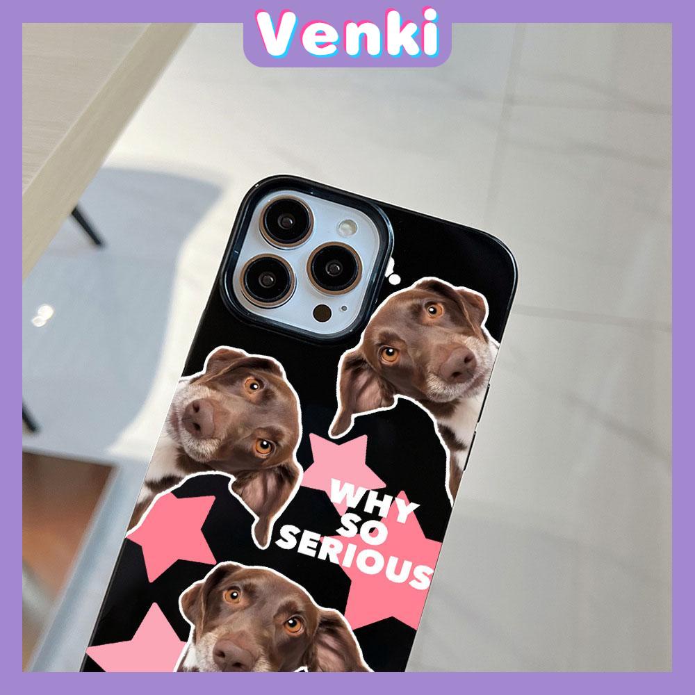 VENKI - For iPhone 11 Phone Case Black Glossy TPU Soft Case Shockproof Protection Camera Dog Simplet English Compatible with iPhone 14 13 Pro max 12 Pro Max xr xs max 7 8 Plus