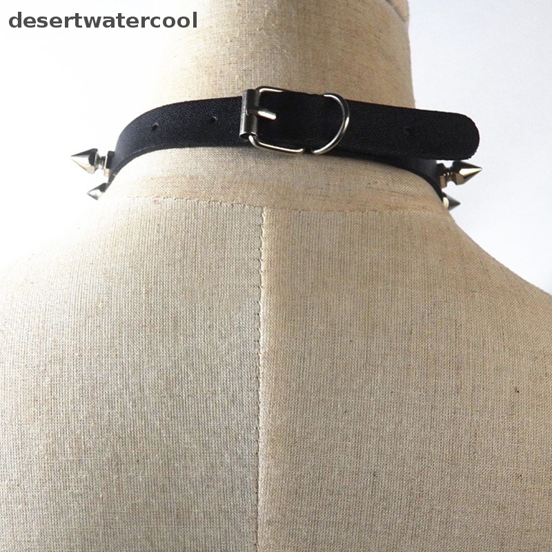 Deid Gothic Bintang Liontin Rivet Choker Wanita Punk Kulit Neckalce Perhiasan Seksi Martijn