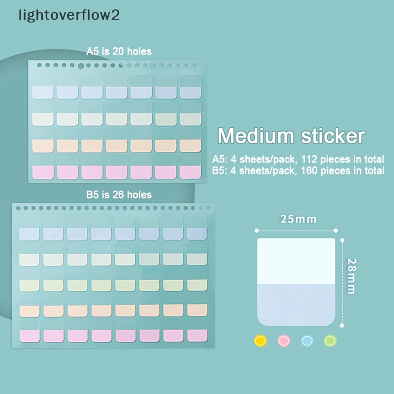 [lightoverflow2] 4lembar Sticky Index Tabs Writable File Tabs Bendera Buku Notebook Penanda Halaman Label Klasifikasi File Lable [ID]