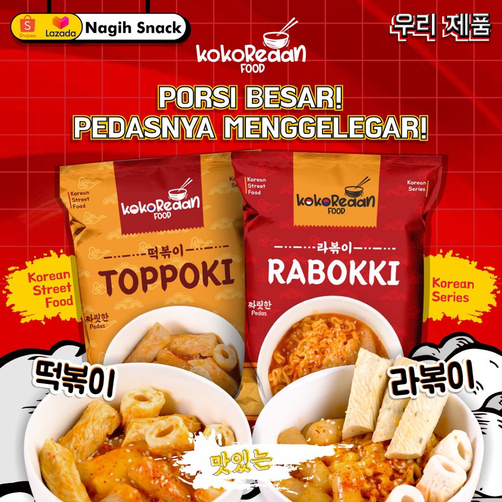 

Toppoki KOKOREAN HALAL (200gr) / RAPOKKI RABOKKI Tteokbokki Instant Toppoki Tokpoki Topokki Pedas Terciduk MelySnack