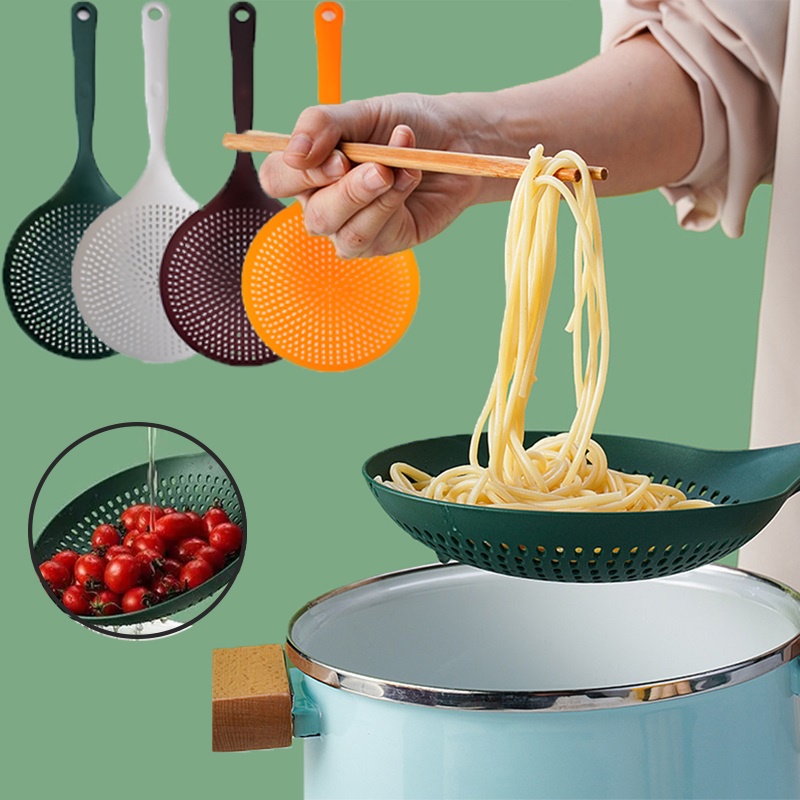 Plastik PP Rumah Tangga Tahan Suhu Tinggi Colander Besar/Dapur Gagang Panjang Non-slip Draining Spoon/Mie Telur Sayur Penyaring Sendok Alat Masak Dapur