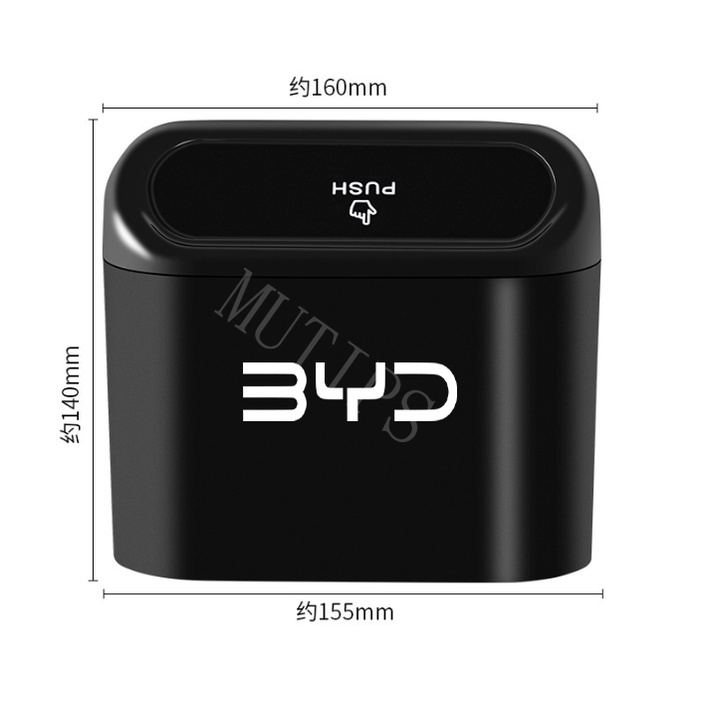 Byd Tempat Sampah Mini Portable Mobil Gantung Tutup Flip Dustbin Back Seat Tahan Air ABS Storage Box Organizer Untuk plus Seal Han Atto 3 Yuan EV