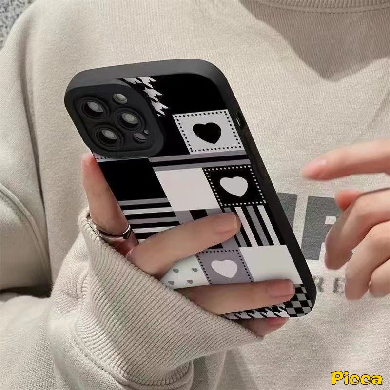 IPHONE Trendy Merek O.F.F-W.h.i.t.e Stripe Sticker Case Kompatibel Untuk Iphone11 13 14 12 Pro MAX 7Plus XR X XS Max7 8 Plus Tekstur Mewah Kulit Lembut Silicon Cover