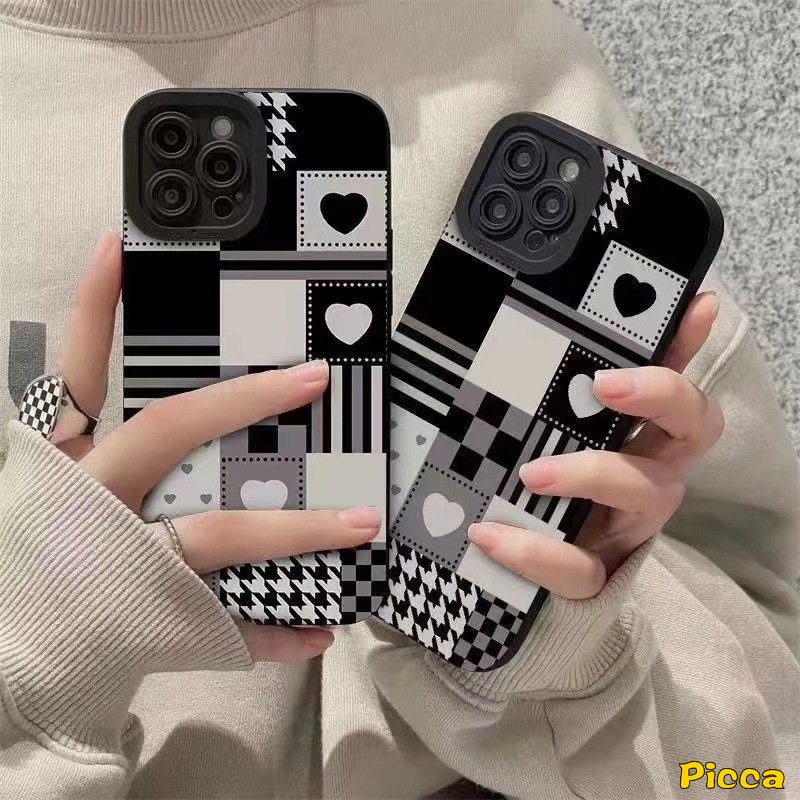 IPHONE Trendy Merek O.F.F-W.h.i.t.e Stripe Sticker Case Kompatibel Untuk Iphone11 13 14 12 Pro MAX 7Plus XR X XS Max7 8 Plus Tekstur Mewah Kulit Lembut Silicon Cover