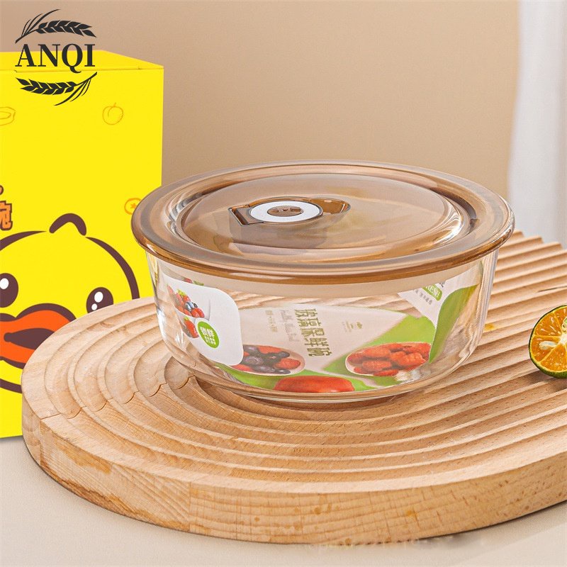 ANQI 1888 Set Mangkok Kaca Bowl Glass Kimglass Kaca Kotak Makan Siang Tertutup Penutup