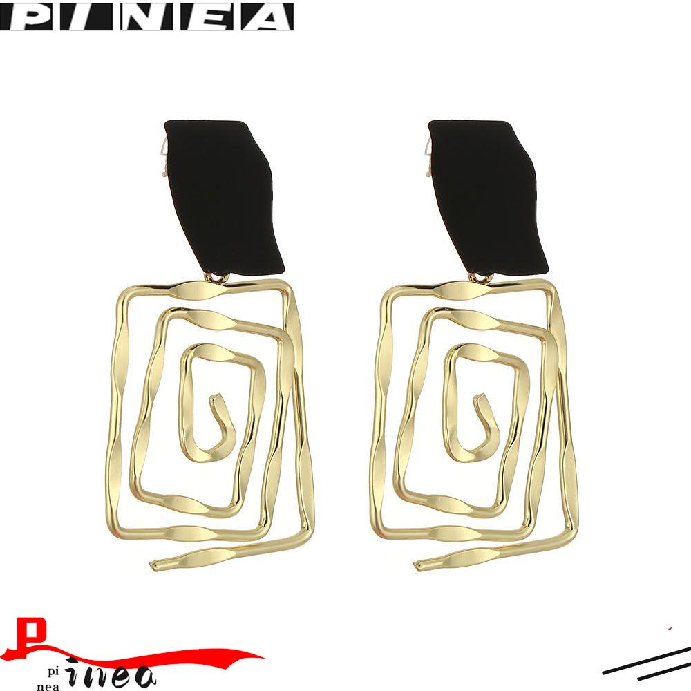 Nanas 1pasang Anting Spiral Geometris Perhiasan Aksesoris Hadiah Pesta Pernikahan Alloy Metal Maze