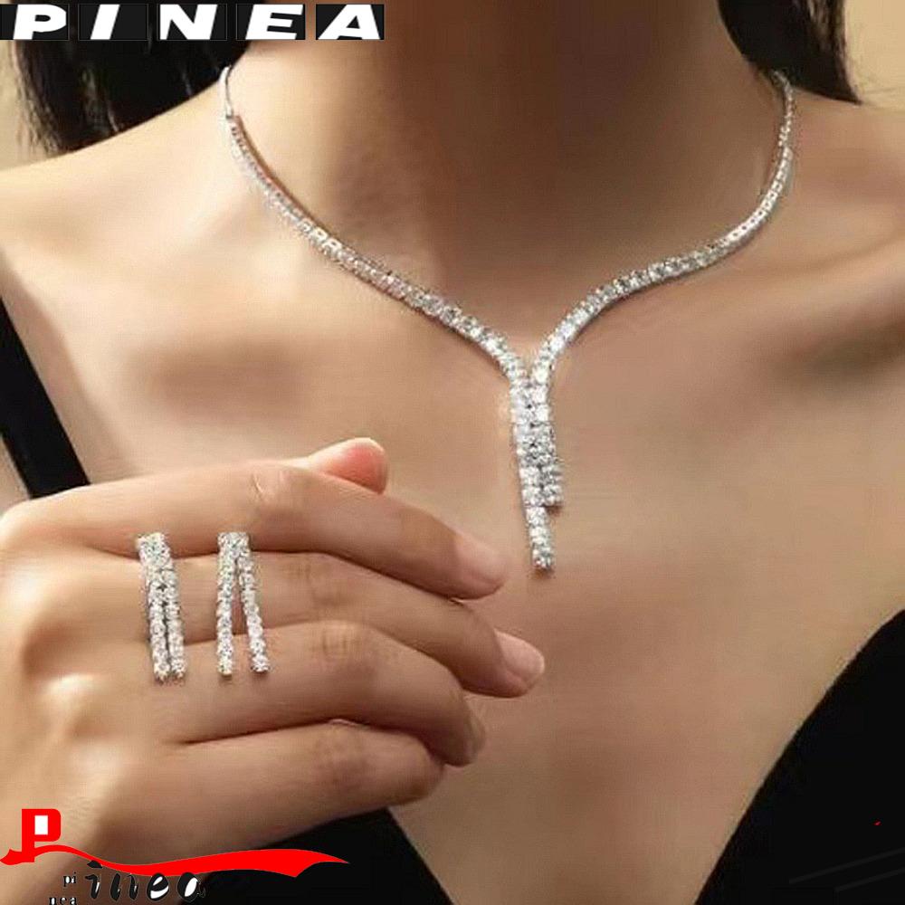 Kalung Choker Nanas Pengantin Kristal Perhiasan Pernyataan Sederhana