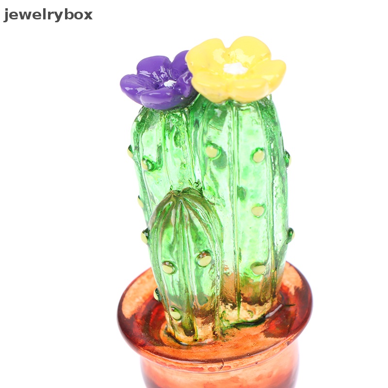 [jewelrybox] Ornamen Patung Kaktus Kaca Mini Decor Lucu Miniatur Desktop Craft Butik