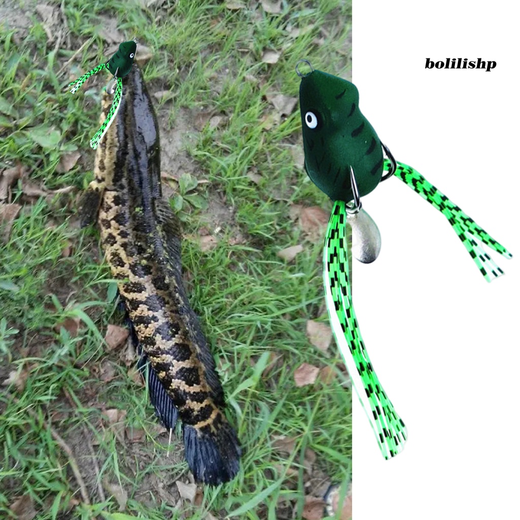 Bo-3cm Umpan Pancing Kait Ganda Dengan Jumbai Spinner Payet Berongga Simulasi Panjang Pengecoran Buatan PVC Lembut Snakehead Frog Bait Fishing Gear