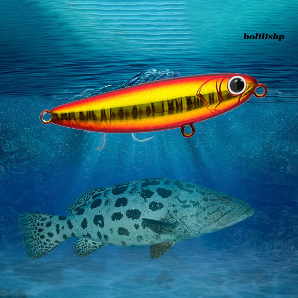 Bo-6cm/6g Umpan Umpan Simulasi Realistis Treble Hook 3D Lukisan Angling Jalan Umpan Pensil Laut Memancing Umpan Perlengkapan Memancing