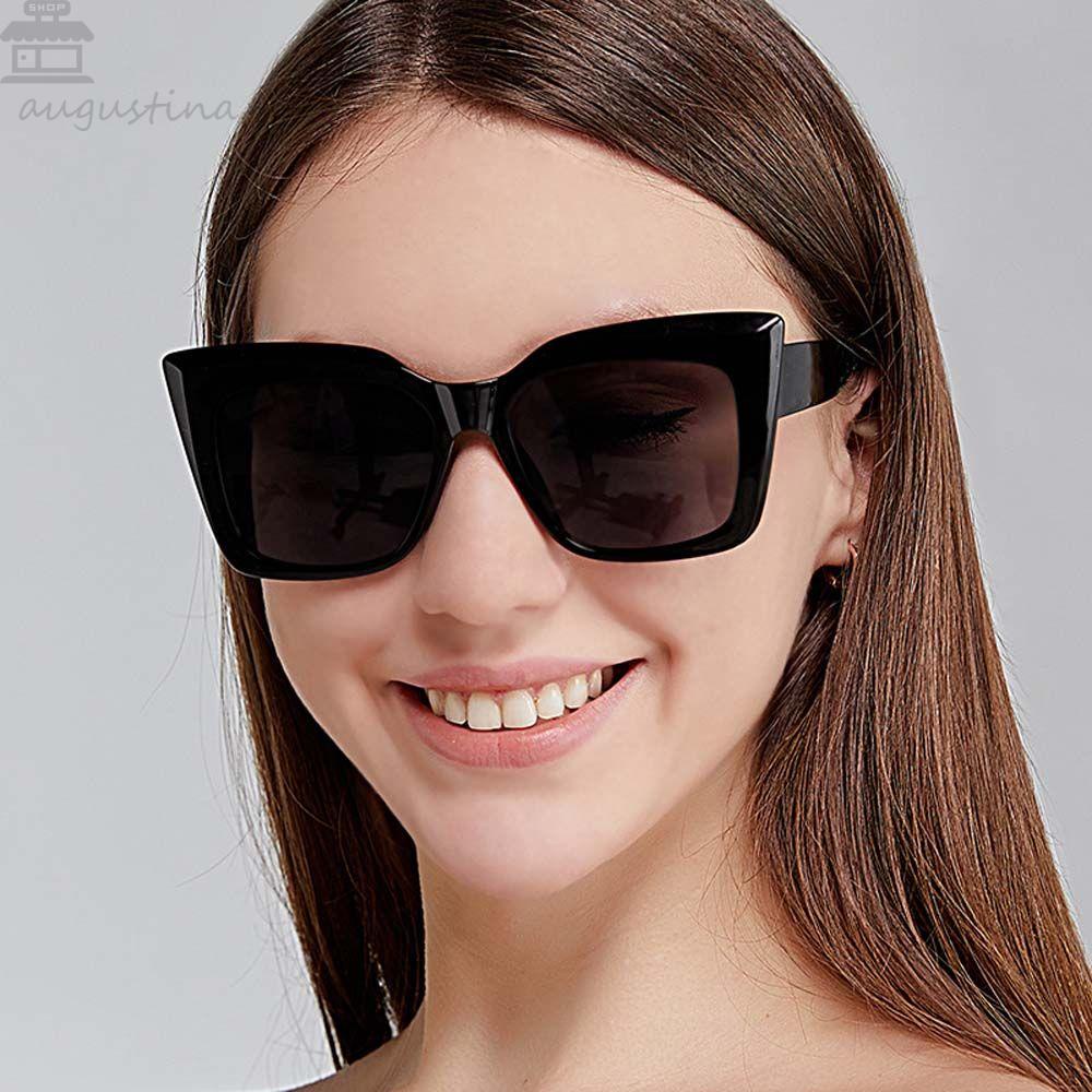 Kacamata Hitam Mata Kucing Agustina Merek Mewah Pria Bingkai Besar Motif Leopard Kepribadian Klasik Gaya Korea Sunglasses