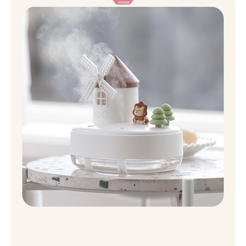 650ml Windmill Air Humidifier Kartun Musik Lampu LED Mist Maker Sprayer Mute Desktop Pelembab Udara Dekorasi Hiasan [ZXL]