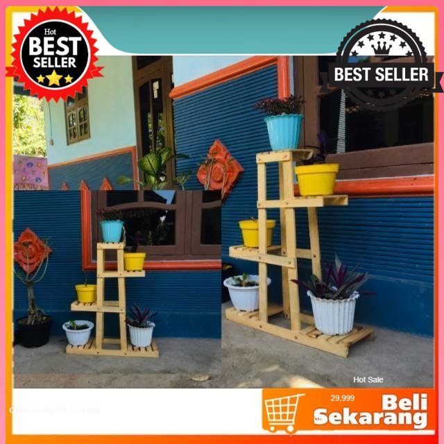 RAK BUNGA SUSUN 5 POT/ RAK BUNGA UNik/ RAK SERBAGUNA KAYU / RAK BUNGA