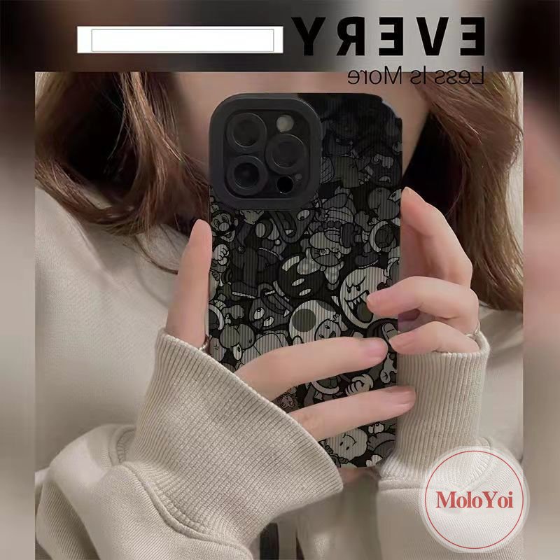 Casing Silikon Tahan Guncangan Tekstur Kulit Mewah Kompatibel Untuk IPhone XR XS X Max11 12 14 13 Pro Max 87 Plus 11 Pro Max 7Plus Karakter Mario Kartun Lucu Lembut Tpu Phone Cover