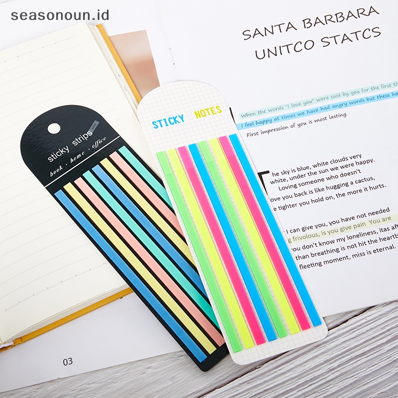 Seasonoun 160 Pcs Warna Stiker PET Transparan Sticky Notes Neon Indeks Tab Lengket Note Alat Tulis Anak Hadiah Pendidikan Perlengkapan Kantor Sekolah.
