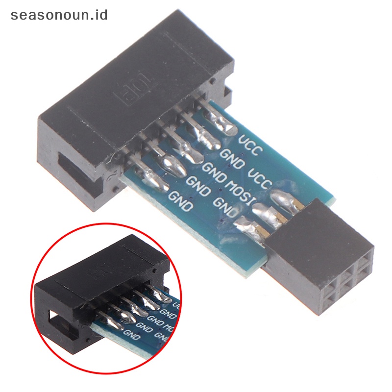 Seasonoun 1Pc Papan Adapter 10Pin Ke 6Pin Untuk Konverter Antarmuka AVRISP USBASP STK500.