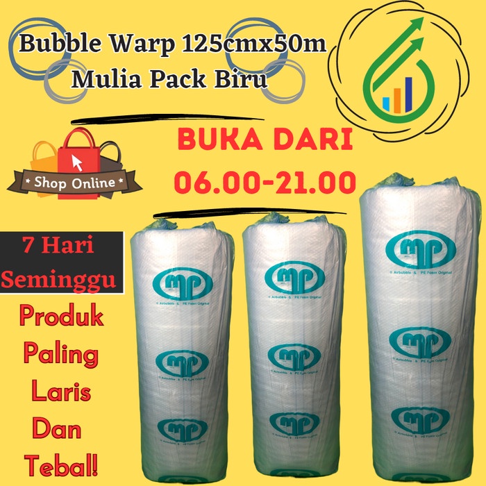 

[GG] Plastik Bubble Wrap 50m x 125 cm sgt Tebal Mulia Pack Biru Tomang JakB - Putih