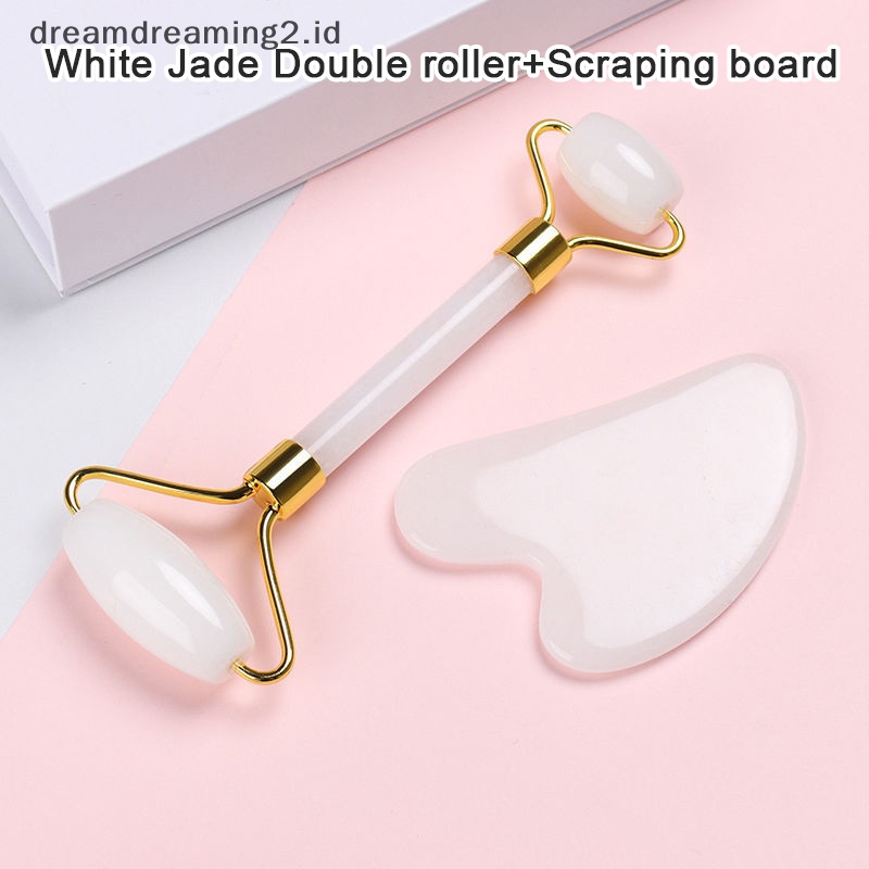 (drea) Jade Roller Gua sha Board Anti Aging Pijat Wajah Perawatan Kecantikan Alat Pelangsing//