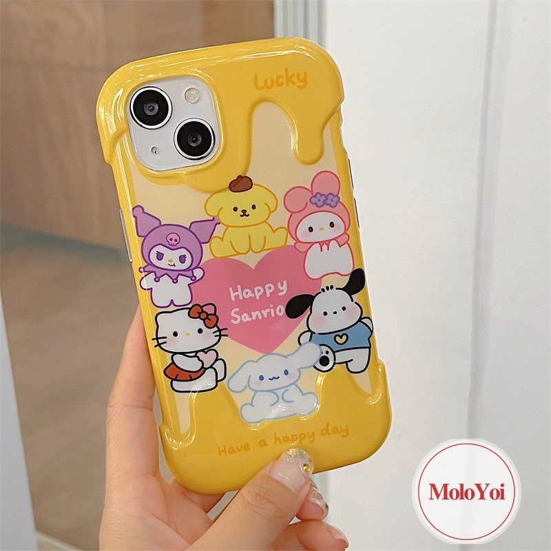 Casing Pochacco Kuromi Hello Kitty Kartun Crayon Shin-chan Lucu Kompatibel Untuk IPhone 7Plus XR XS X Max 8Plus 11 14 12 13 Pro Max 8 7 Plus SE 2020 Korean 3D Ice Cream Soft Cover
