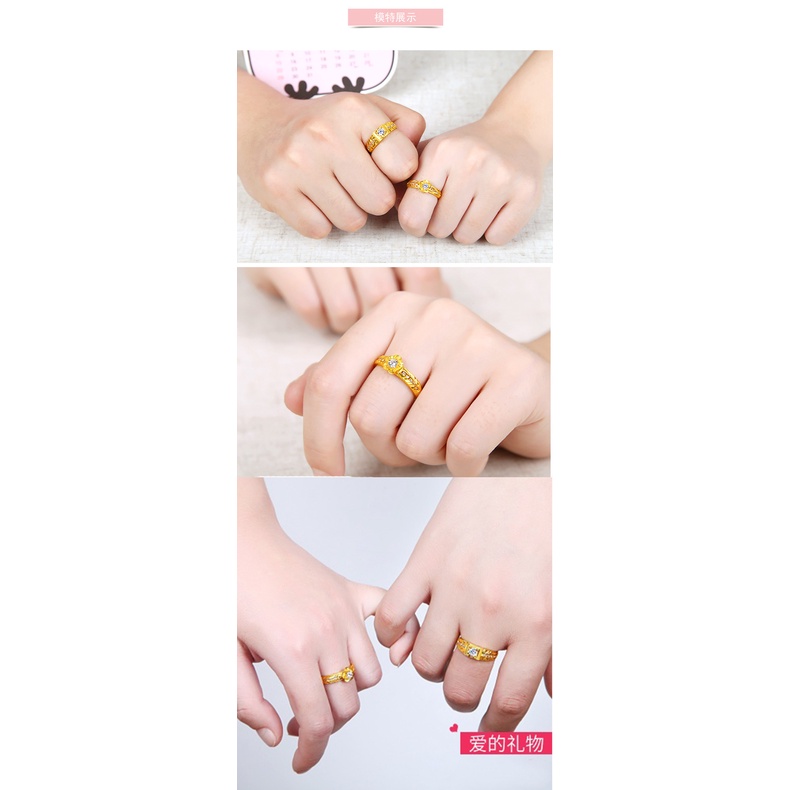 Goldkingdom Aksesoris Perhiasan Fashion Ready Stock Cincin Berlian Lapis Emas Pasangan Cincin Kawin Pria Dan Wanita.