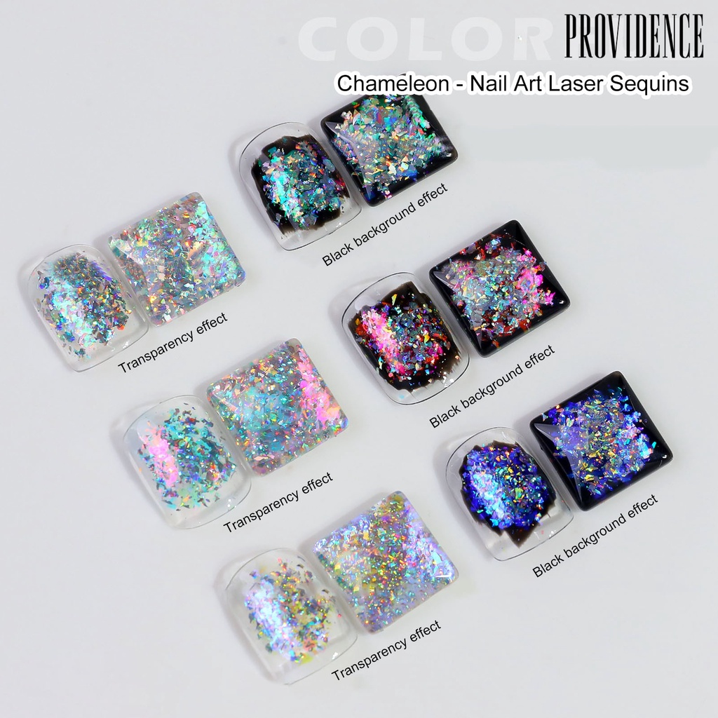 Providence Nail Art Payet Serbaguna Manicure Hologram Nail Art Dekorasi 3D Kuku Bersinar Serpihan Warna-Warni Mermaid Flakes Glitter Stiker