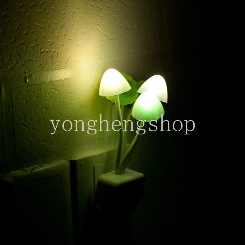 Eu Plug Light Sense Control Night Light Lucu Jamur Berbentuk Lampu Samping Tempat Tidur Untuk Kamar Anak Lampu Malam LED Dekorasi Rumah Lampu