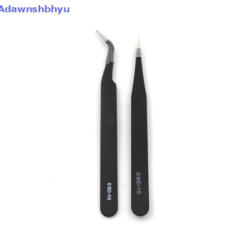 Adhyu 2Pcs /set Pinset Lurus Lengkung Hitam Anti-Statis Baru Fashion Tools ID