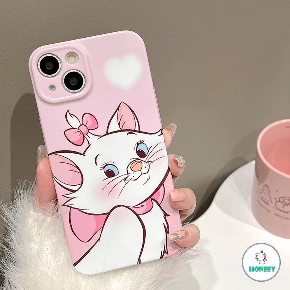 Casing Ponsel Kucing Maria Kartun Lucu Kompatibel Untuk iPhone XR X XS 11 12 13 14 Pro Max 7 8Plus Dengan Berlian Warna-Warni Shockproof Tipis Hard Shell