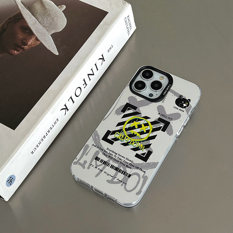 Fashion Silver Smile Blakc Arrow Soft Case HP iP iPhone 14 13 12 Pro Max 11 Matte FTD Casing Apple