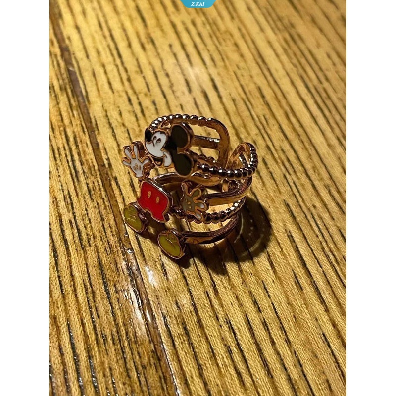 Mickey Warna Perak Cincin Perhiasan Lucu Kartun Minnie Pasangan Kepribadian Fashion Cincin Perhiasan Aksesoris [ZK]