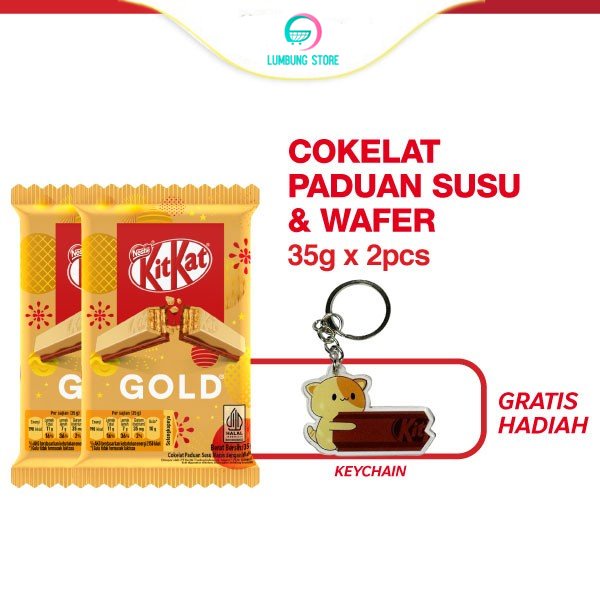 

KITKAT Coklat Wafer Gold 4F 35g x 2pcs GRATIS Keychain