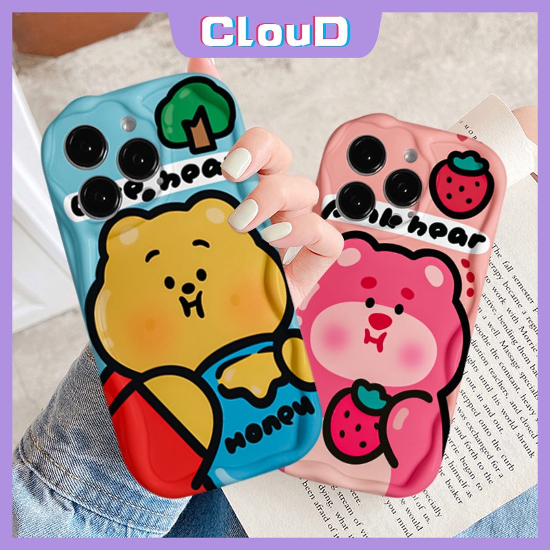 Casing Case Manyo Lucu Untuk Redmi 9A 10A 9a2 A1 10 10C 9T 9C NFC Redmi Note 10S 11s 11 9 8 10 10Pro Max POCO M3 Kartun Winnie The Pooh Bear 3D Wavy Curved Edge Glossy Soft Tpu Sarung