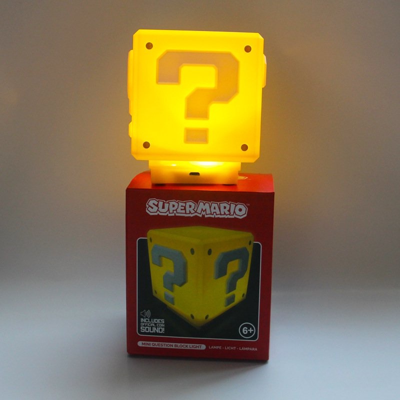 Mario Lampu Tanda Tanya Lampu Malam Super Mario Game Malam Anak Kamar Tidur Pengisian USB LED Rumah Tangga Kubus Turn Table Lamp Gift