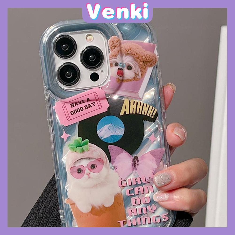 VENKI - For iPhone 11 iPhone Case Laser Reflective Transparent Phone Case TPU Soft Shockproof Airbag Case Protective Camera Butterfly Cat Compatible with iPhone 14 13 Pro max 12