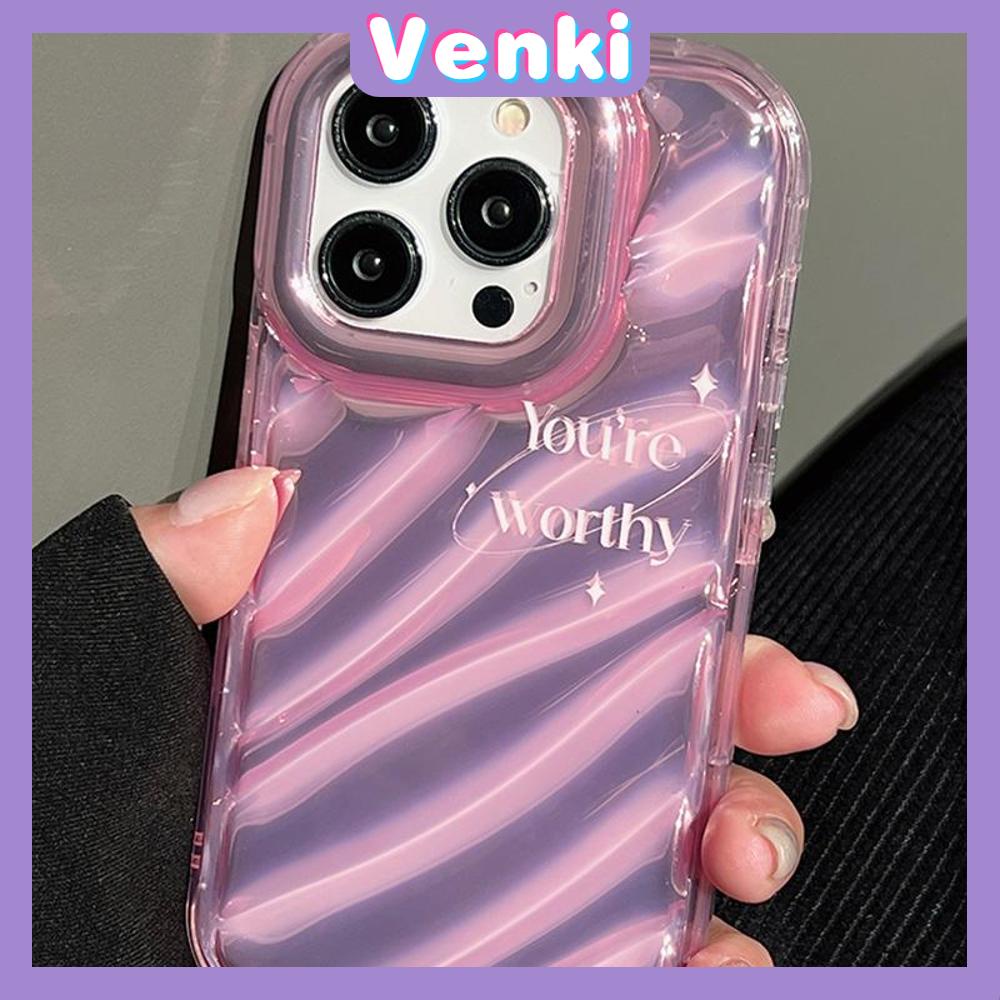 VENKI - For iPhone 11 iPhone Case Laser Reflective Transparent Phone Case TPU Soft Shockproof Airbag Case Protective Camera Pink English Compatible with iPhone 14 13 Pro max 12