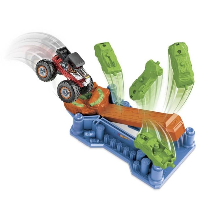 Hotwheels Monster Trucks Playset Launch &amp; Bash with Bone Shaker