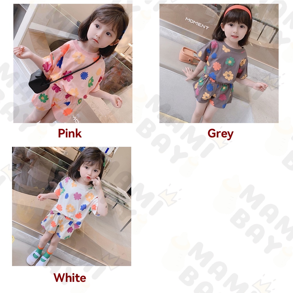 OKEYI Set Piyama Lengan Pendek Anak Motif Bunga Pajamas/Baju Tidur Anak Bayi