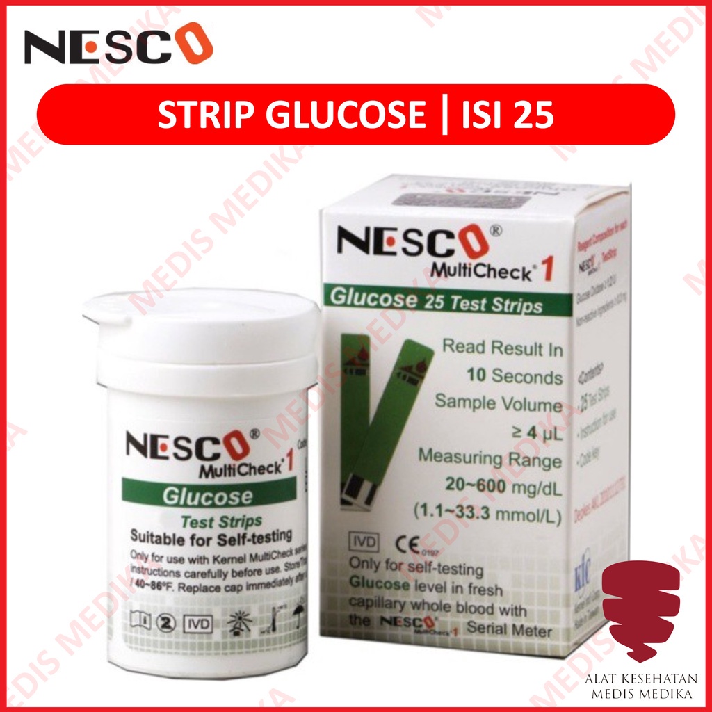 Nesco Glucose Test Strip Cek Diagnosa Tes Gula Darah Refill Isi 25 Stick