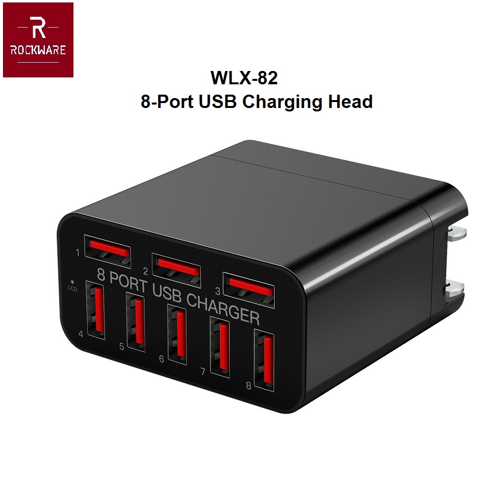 AKN88 - ROCKWARE WLX-82 - 8-Port USB Wall Smart Charging Station 40W MAX